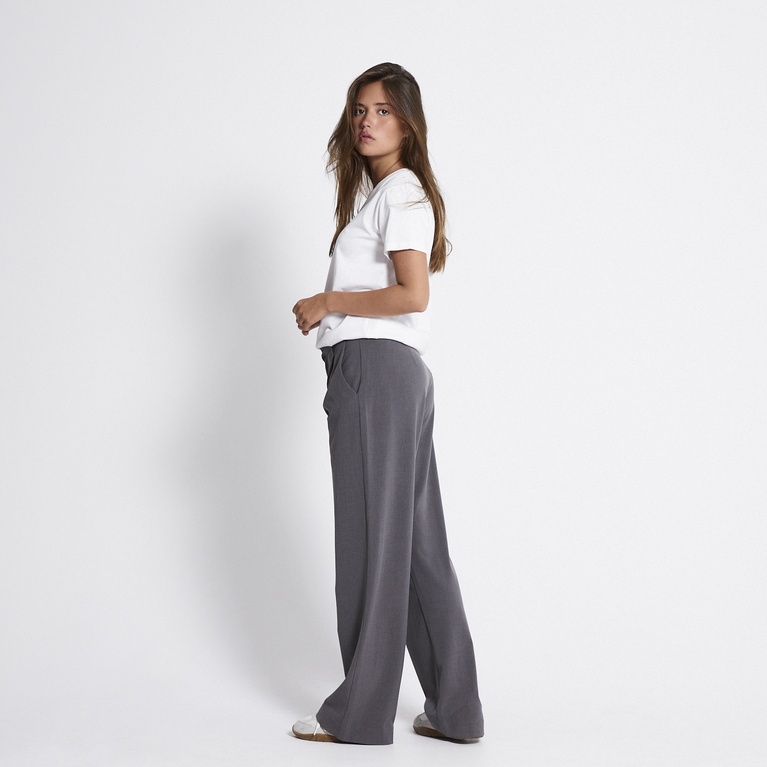 Mid waist wide dress pants "Tori" Grey Melange